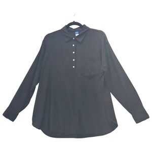 Old Navy Maternity Linen Tunic Top M Black Classic Minimalist Clean Girl French